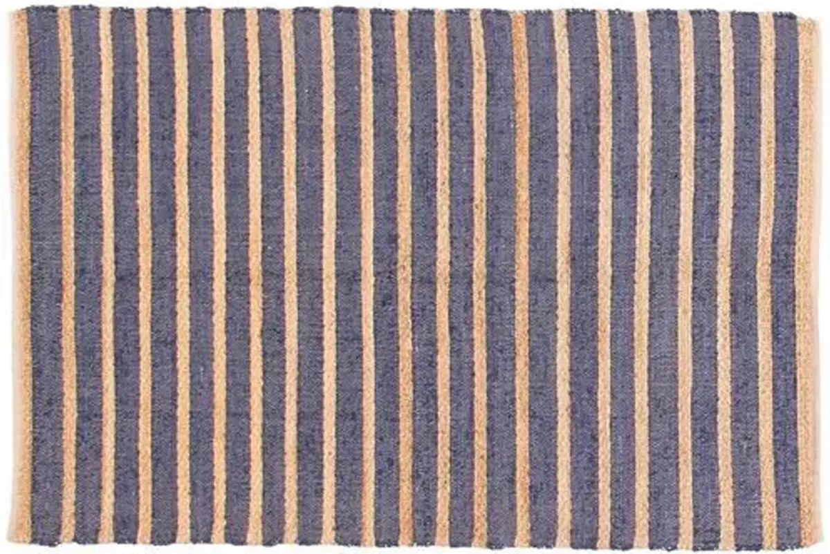 Palas Denizli Navy Kilim - 5'2" x 7'9" - ECARPETGALLERY - Blue