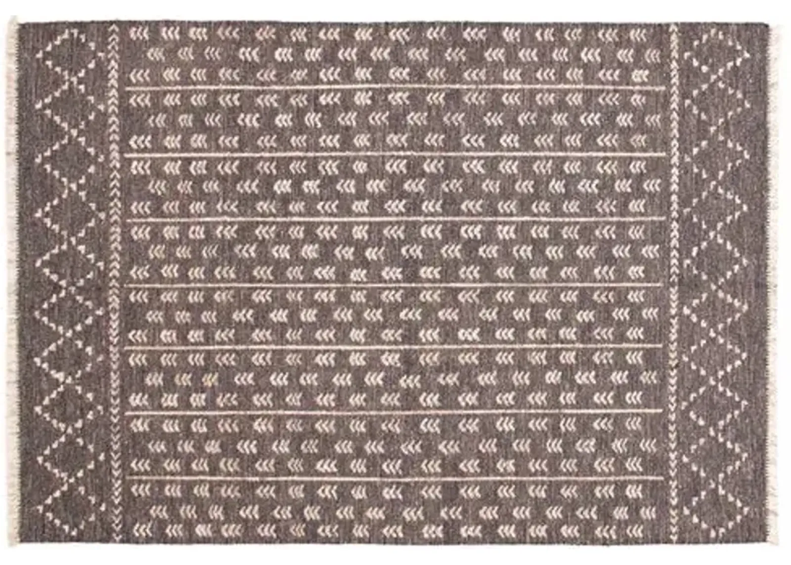 Marrakech Grey Kilim - 6'10" x 9'10" - ECARPETGALLERY - Gray