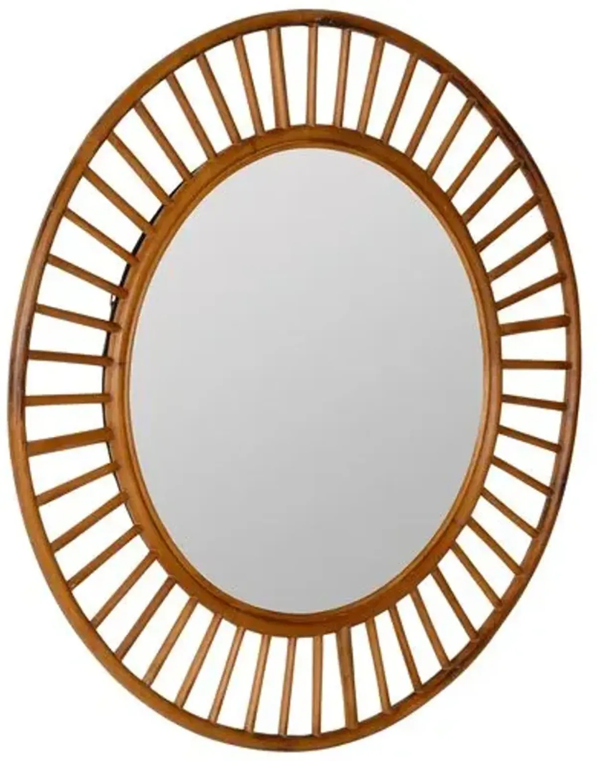 Riley Rattan Round Wall Mirror - Brown