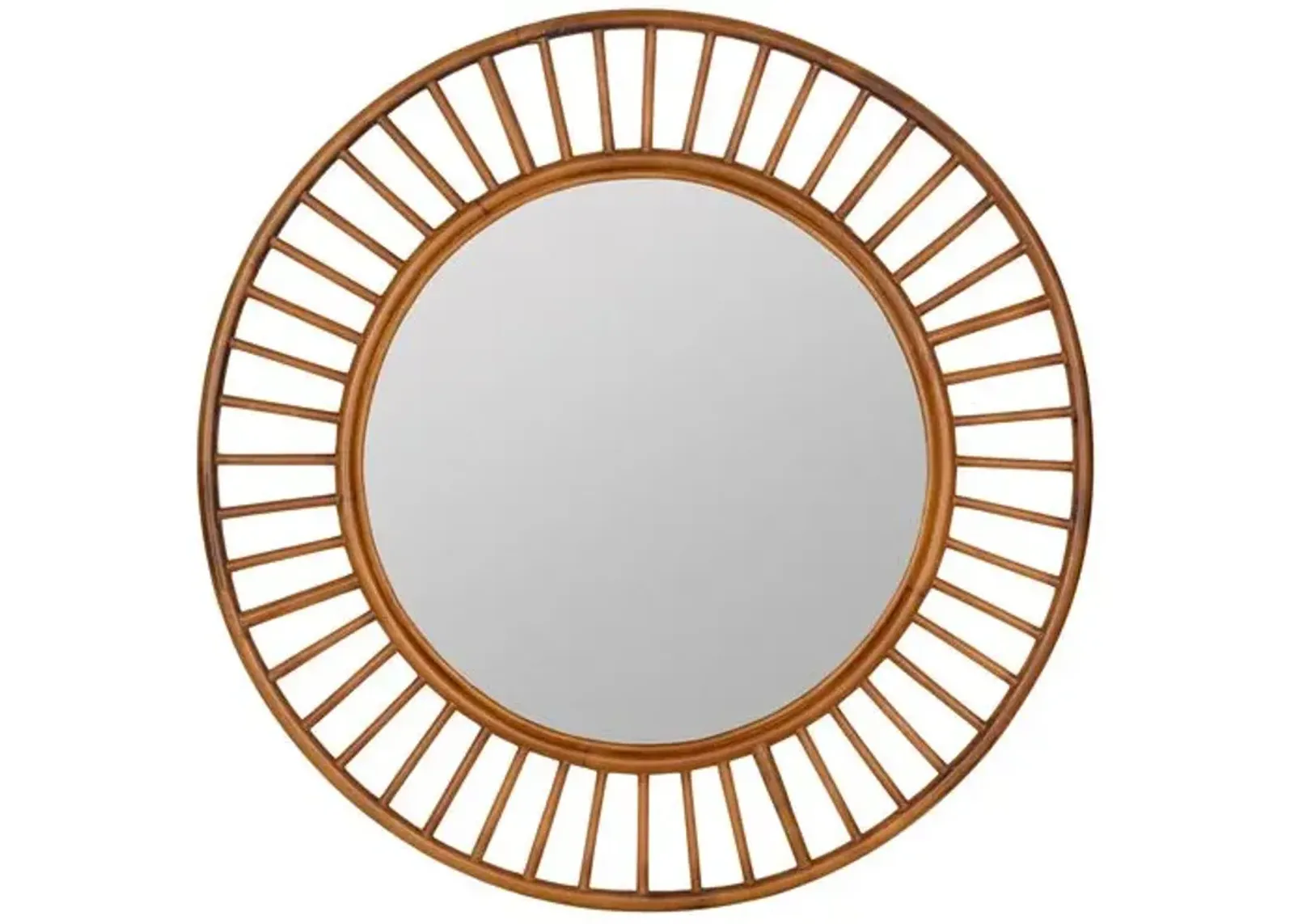 Riley Rattan Round Wall Mirror - Brown