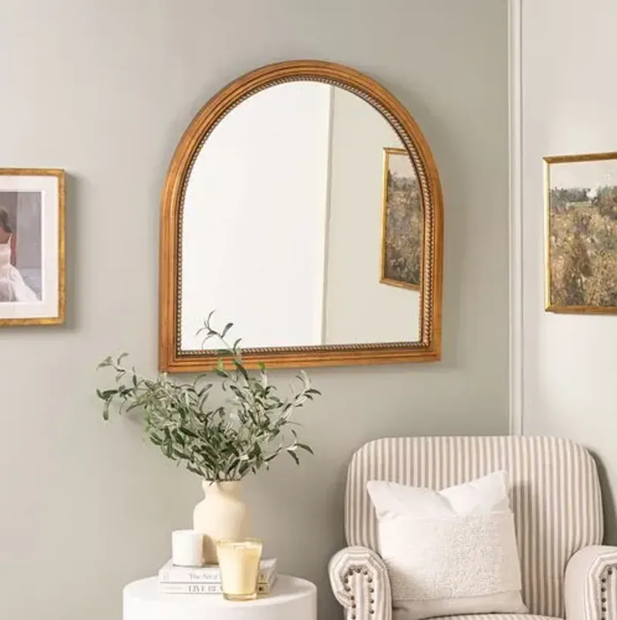 Rosemary Arched Mantel Wall Mirror - Antique Gold