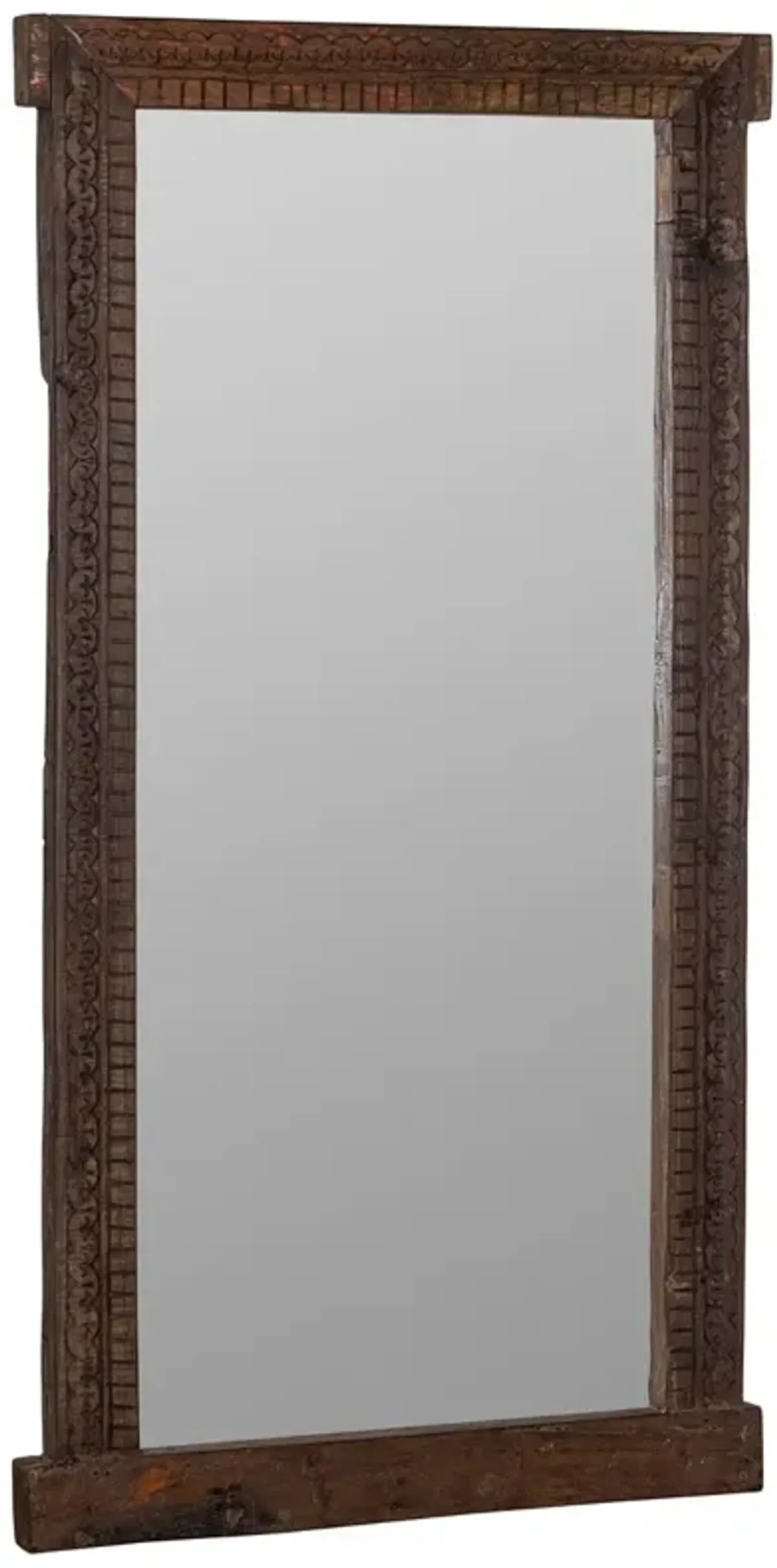 Ottavia Carved Wood Floor Mirror, Walnut