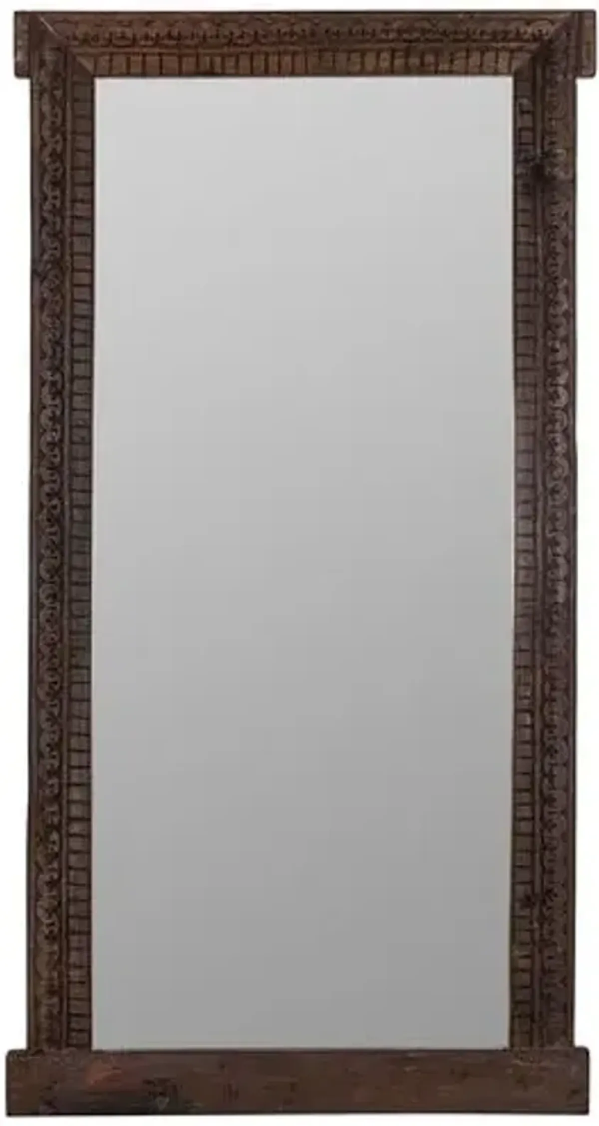 Ottavia Carved Wood Floor Mirror - Walnut - Brown