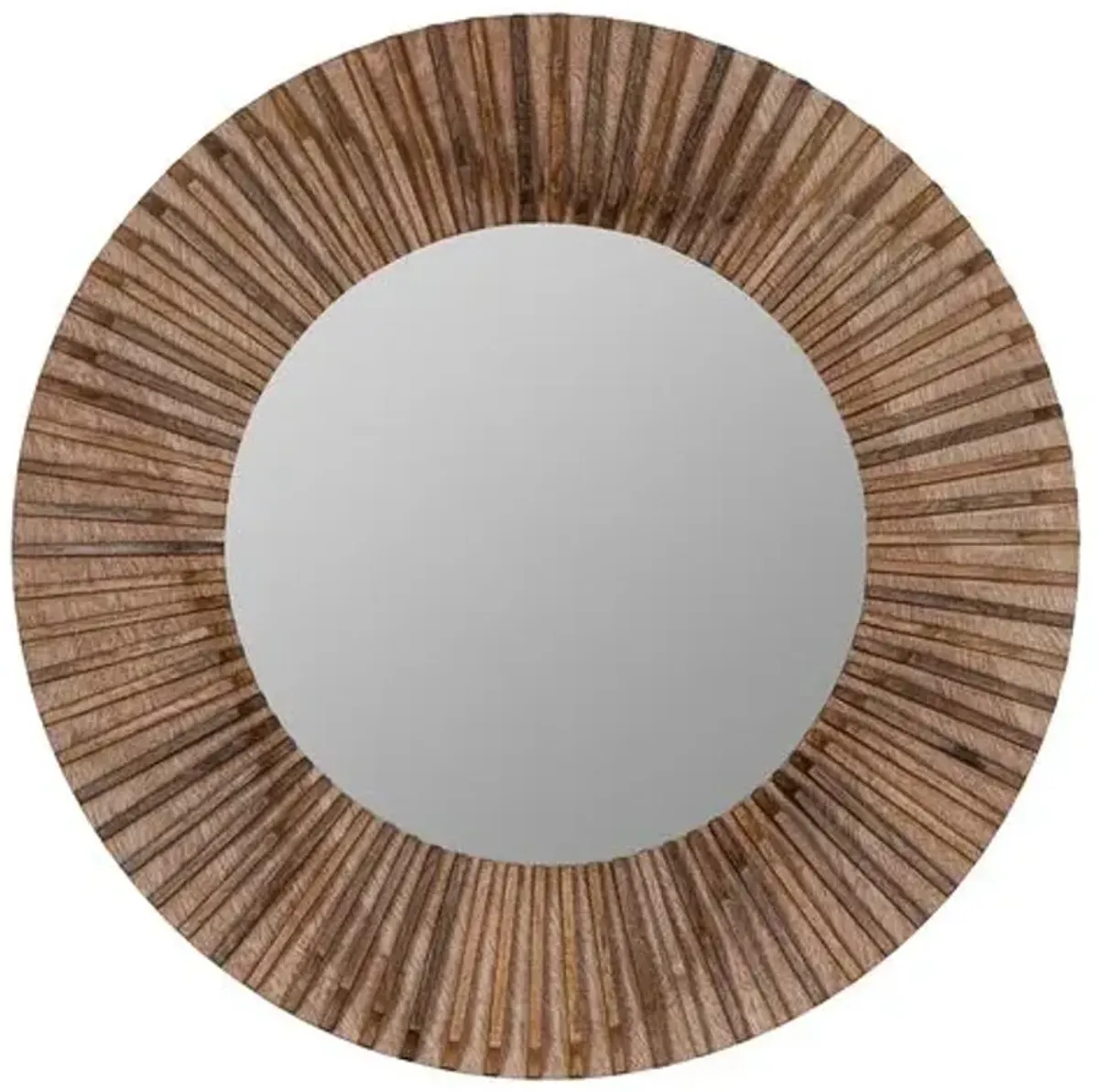 Tamera Round Wall Mirror - Walnut