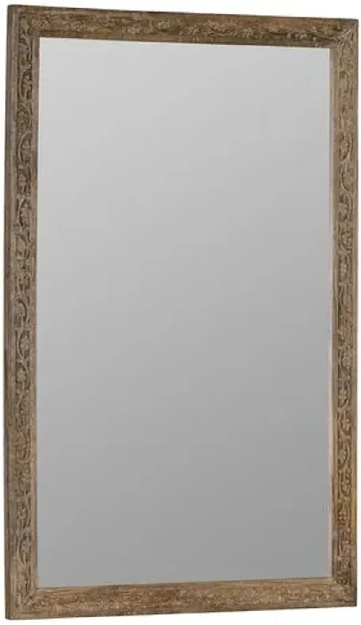 Vera Carved Wood Rectangular Wall Mirror - Walnut