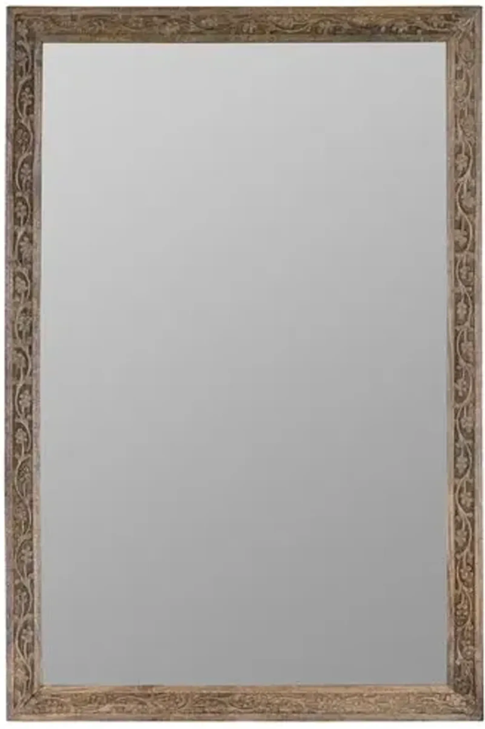 Vera Carved Wood Rectangular Wall Mirror - Walnut