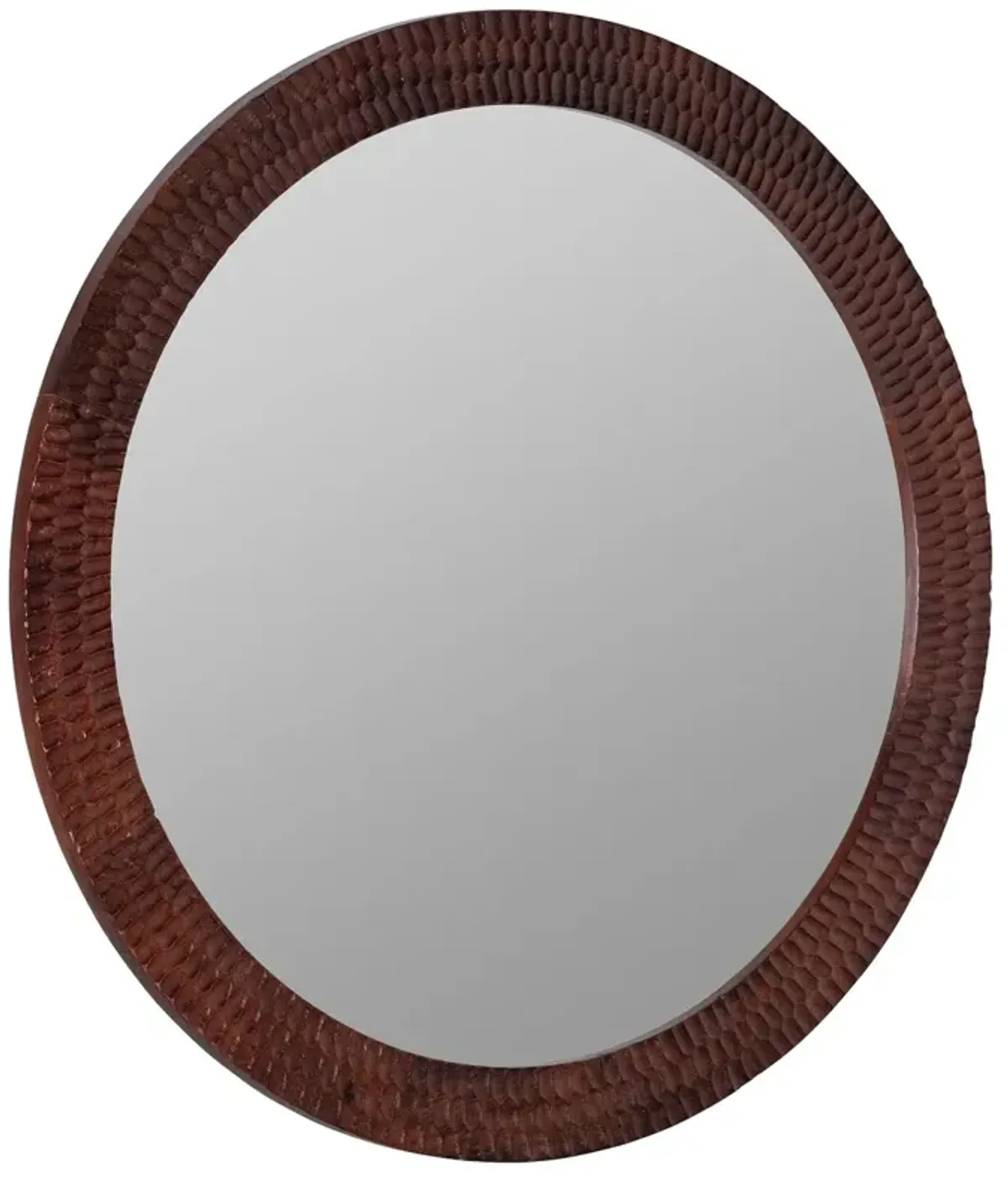 Isolde Round Wall Mirror, Cherry Brown