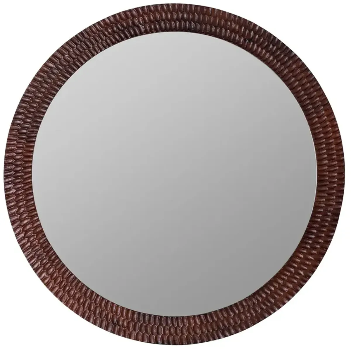 Isolde Round Wall Mirror, Cherry Brown