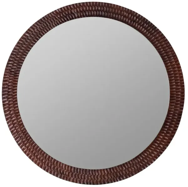 Isolde Round Wall Mirror, Cherry Brown