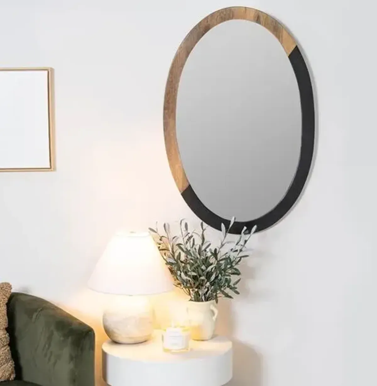 Bryna Two-Toned Oval Wall Mirror - Black/Natural