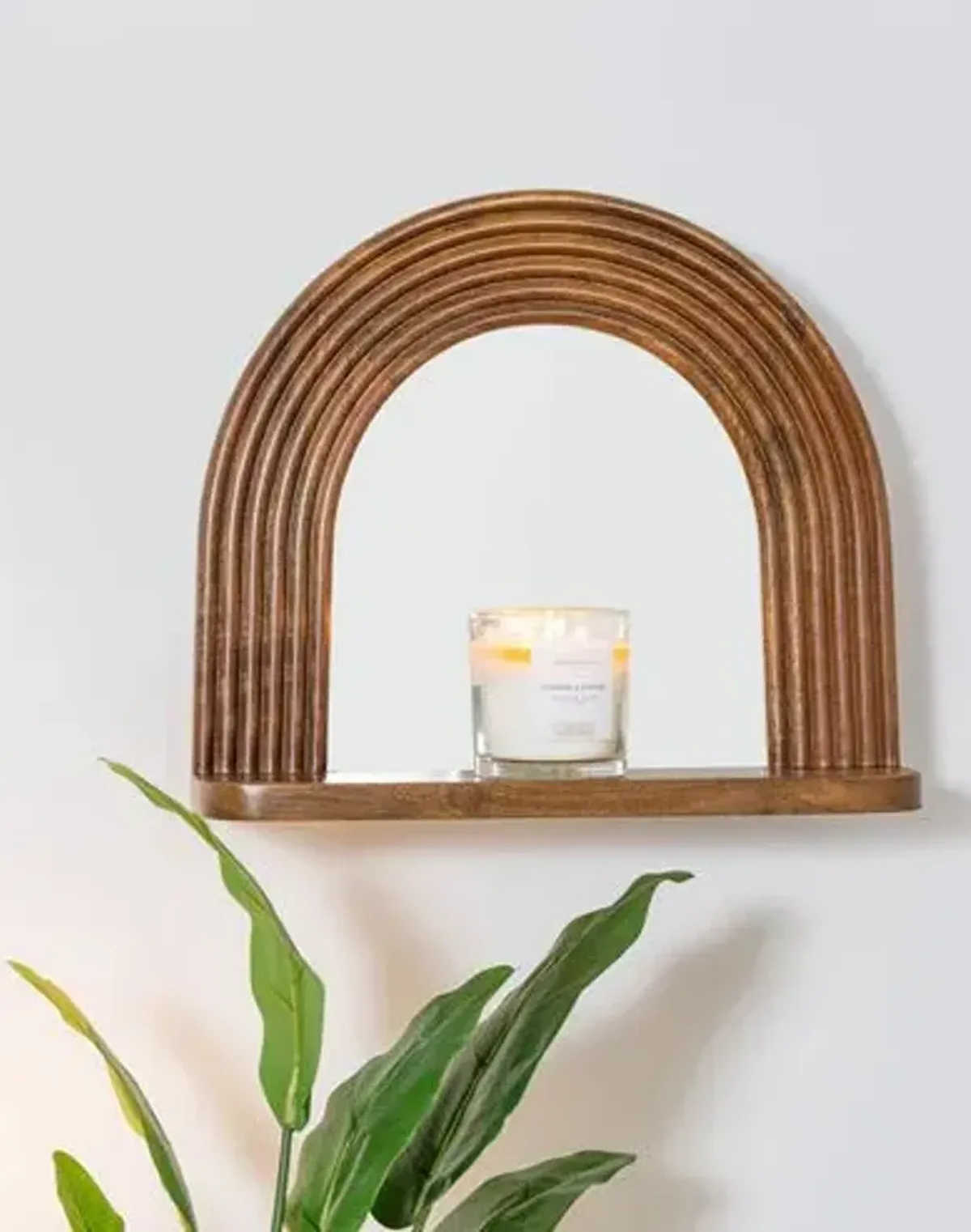 Alessia Shelf Wall Mirror - Walnut