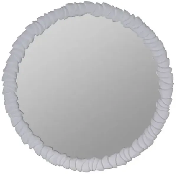Salmone Plaster Round Wall Mirror - White