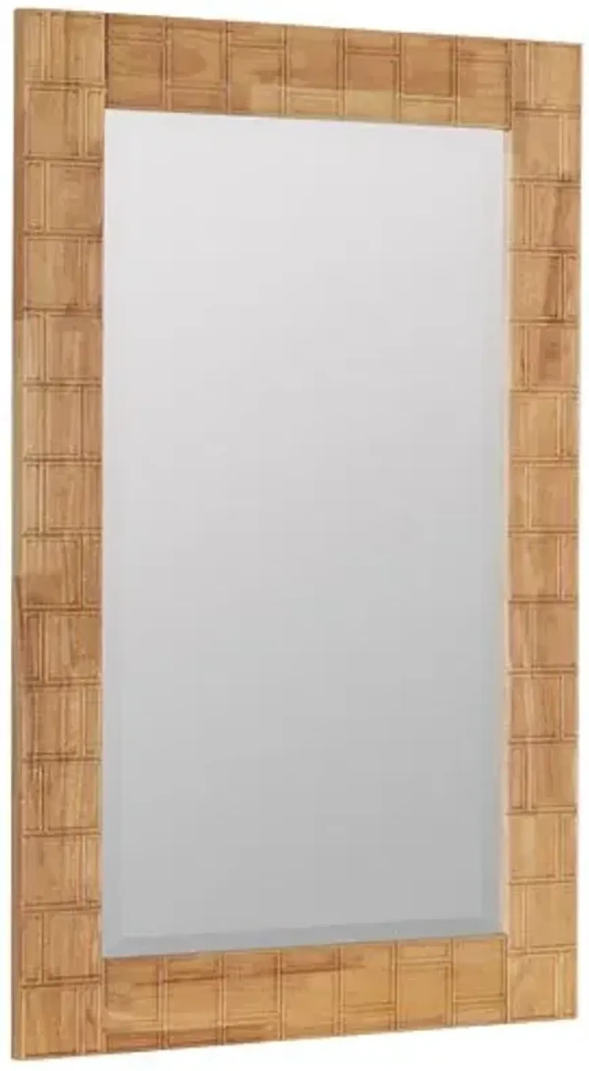 Juniper Carved Wood Rectangular Wall Mirror - Natural