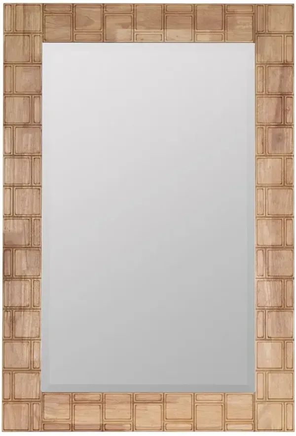Juniper Carved Wood Rectangular Wall Mirror, Natural