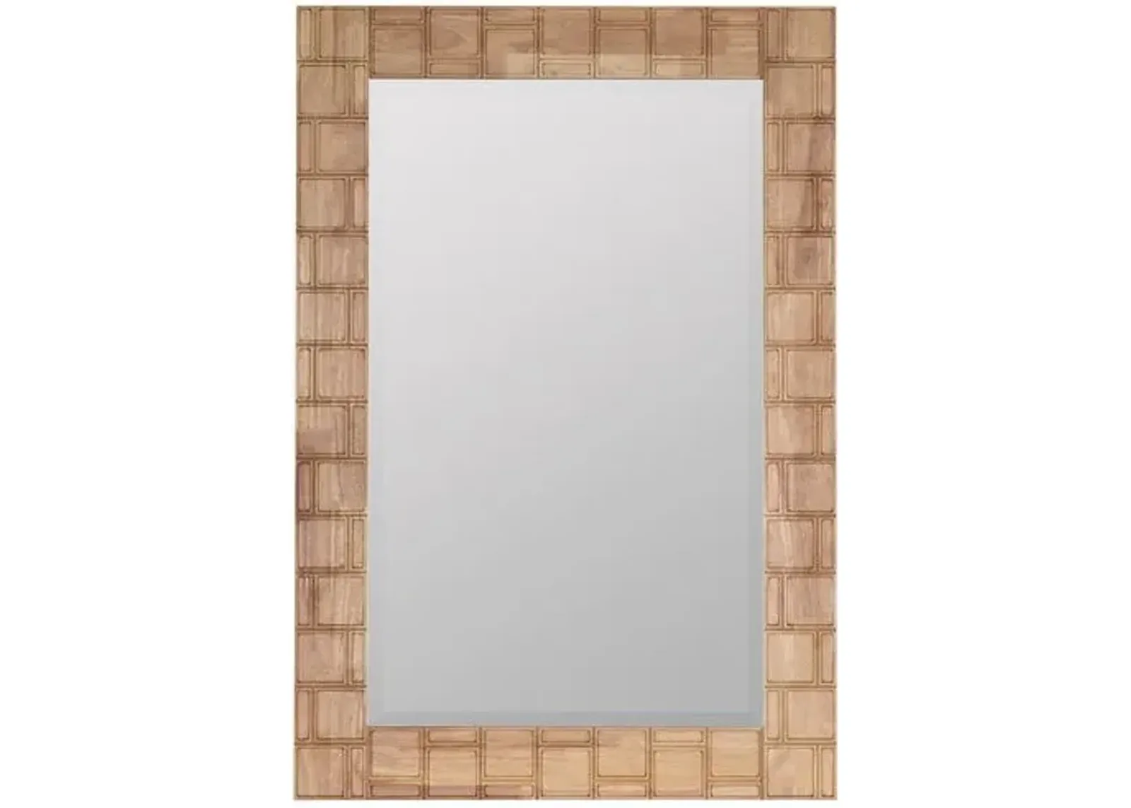 Juniper Carved Wood Rectangular Wall Mirror - Natural