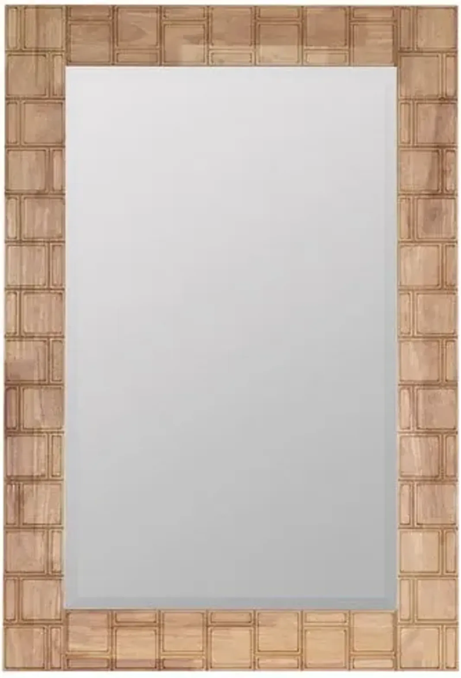 Juniper Carved Wood Rectangular Wall Mirror - Natural