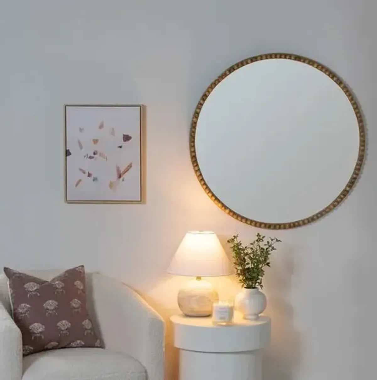 Windsor Round Wood Wall Mirror - Natural