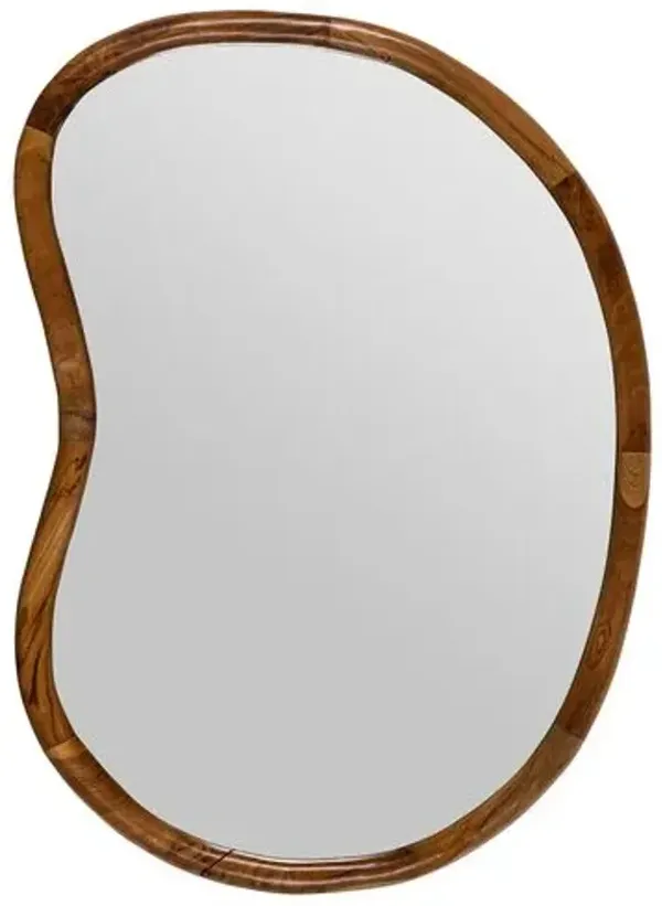 Bowie Curved Wood Wall Mirror - Brown