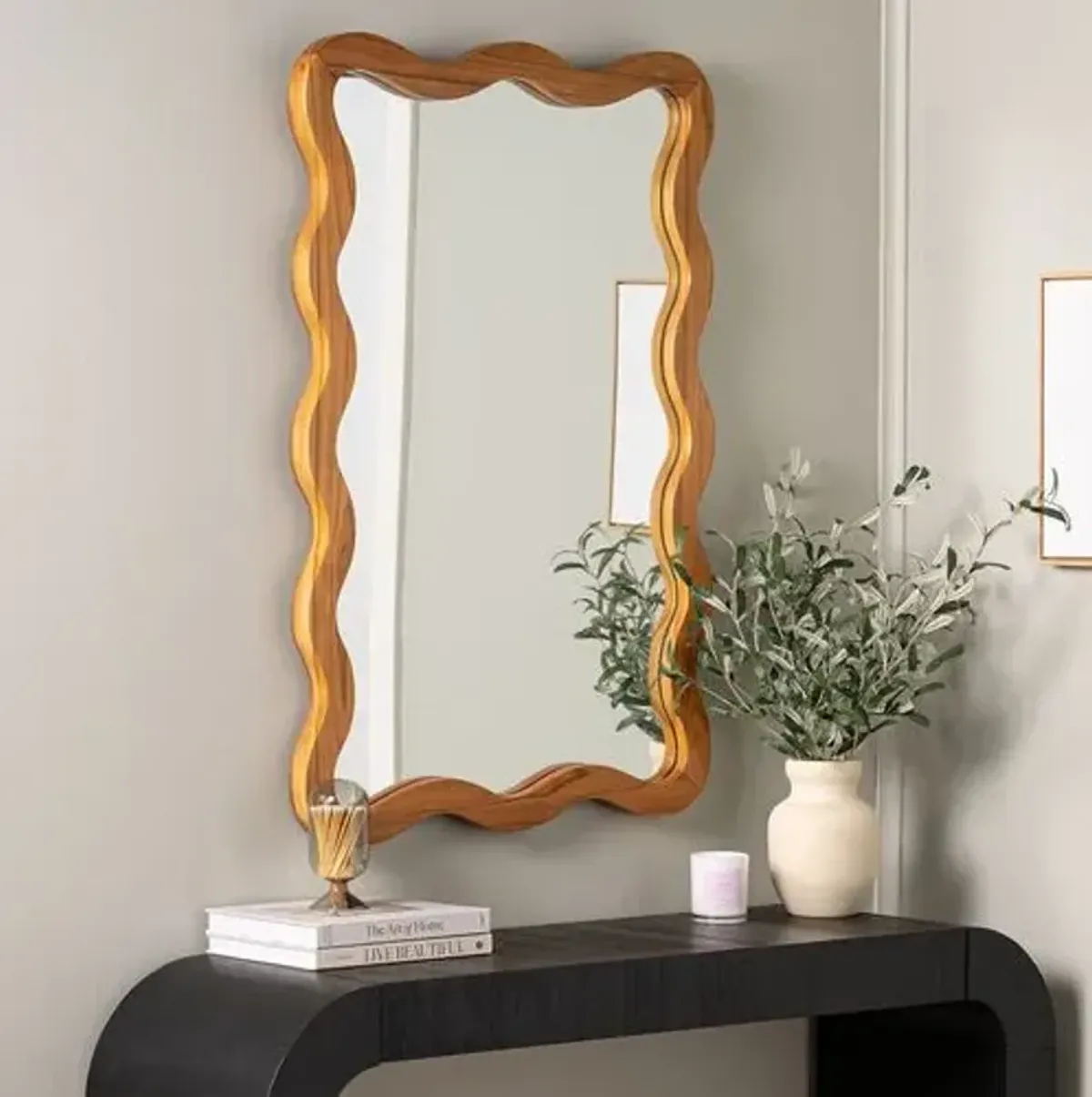 Alice Wavy Wood Wall Mirror - Natural