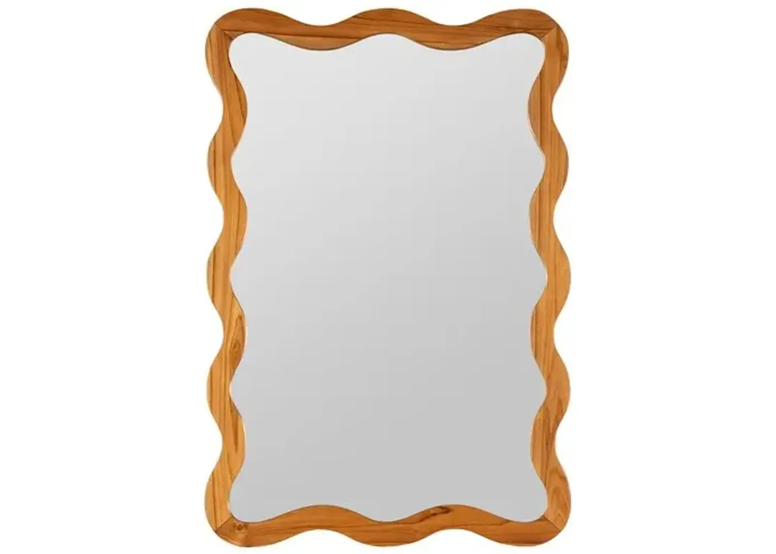 Alice Wavy Wood Wall Mirror - Natural