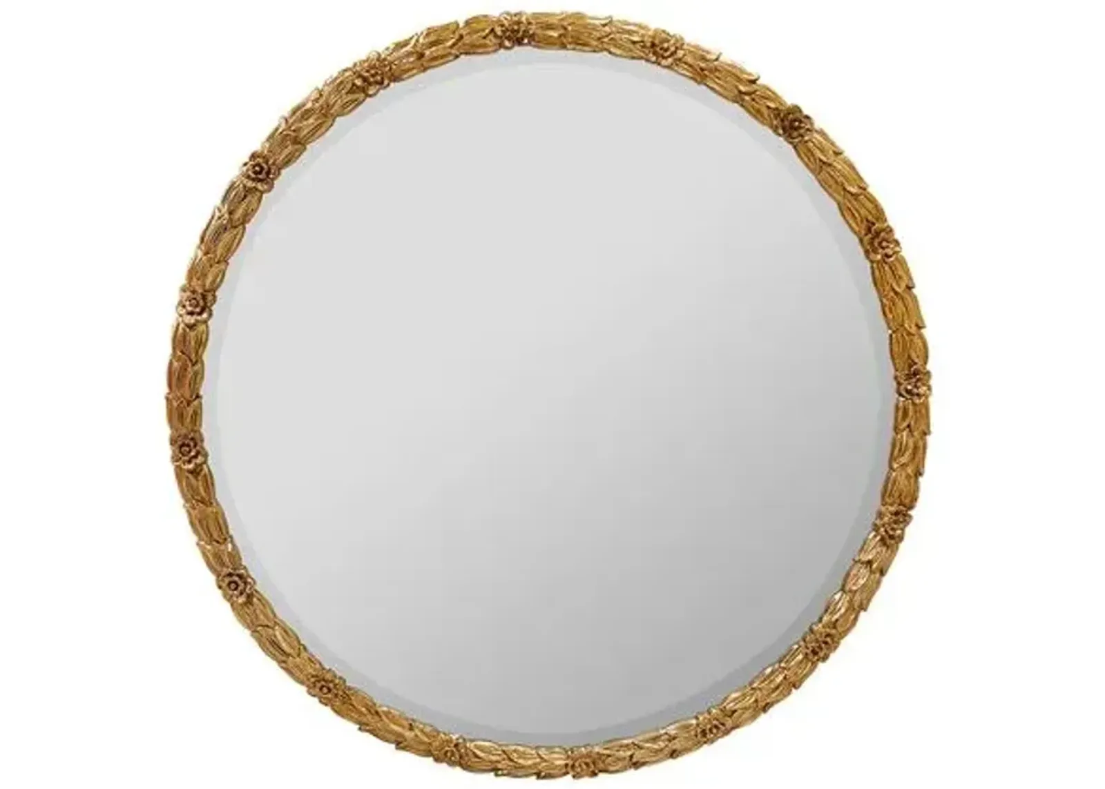 Constance Florette Round Wall Mirror - Antique Gold