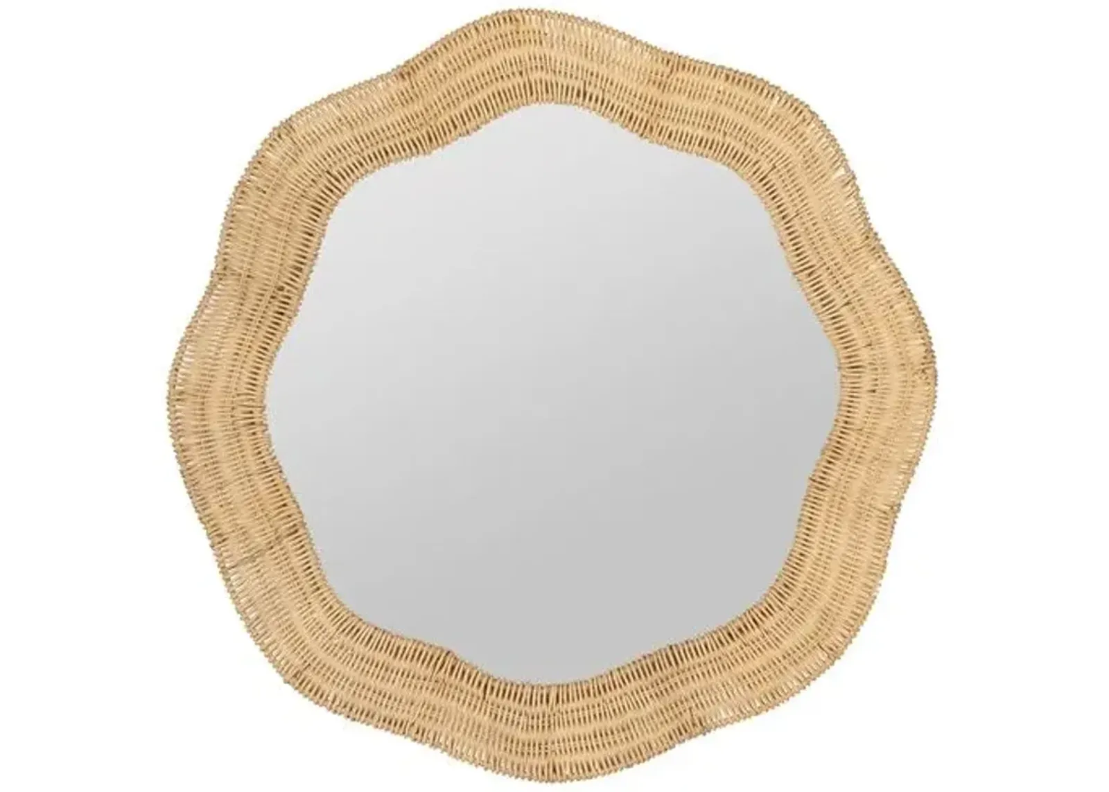 Linden Round Scalloped Wall Mirror - Natural Rattan - Erin Gates