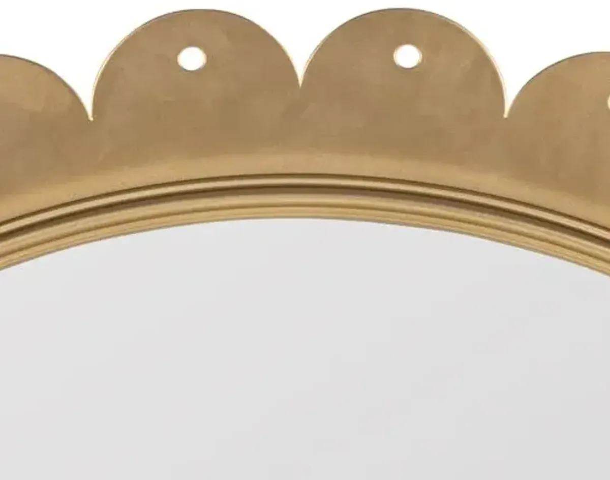 Calista Scallop Round Wall Mirror - Polished Gold