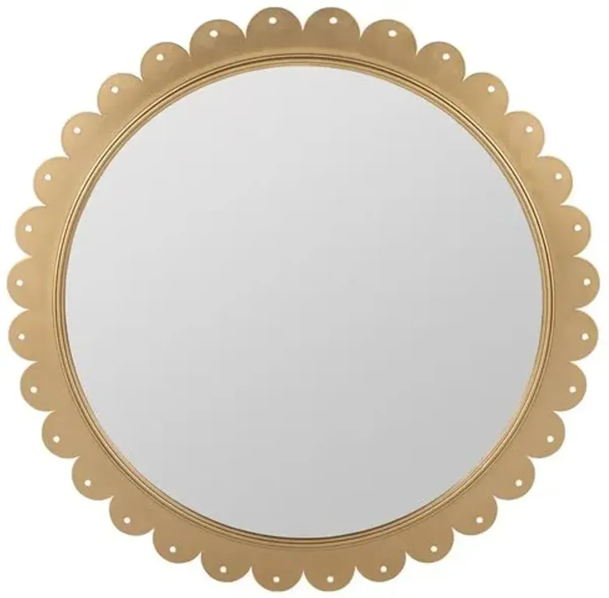 Calista Scallop Round Wall Mirror - Polished Gold