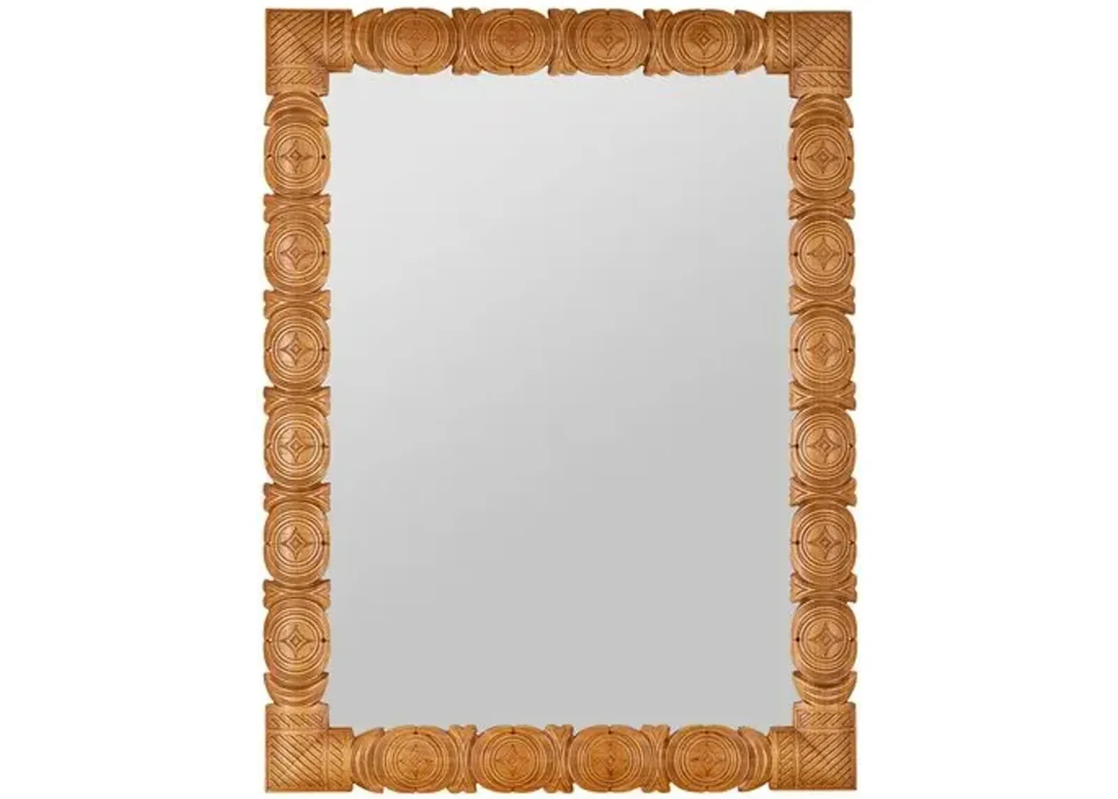 Terra Carved Wood Wall Mirror - Natural