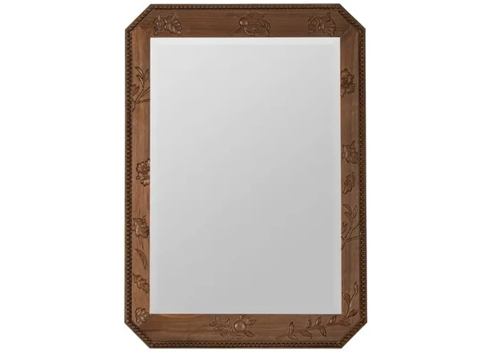 Leighton Carved Wood Wall Mirror - Walnut