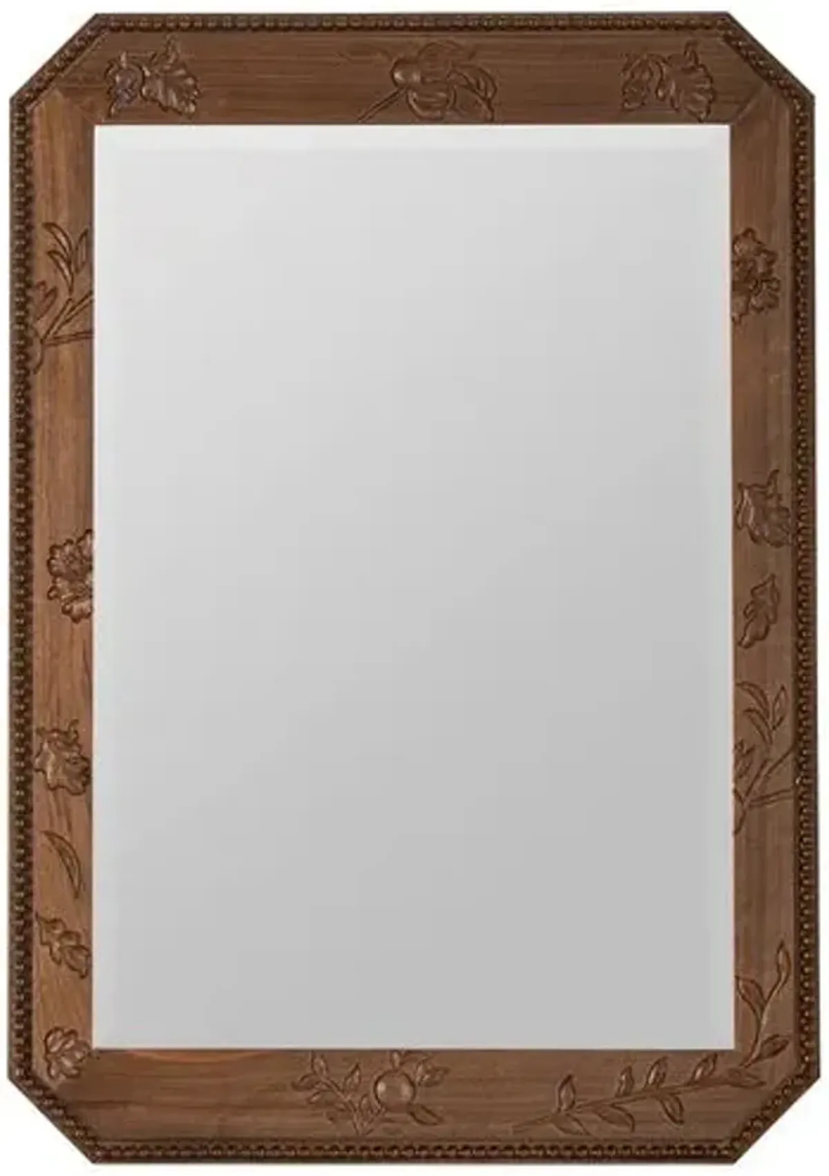 Leighton Carved Wood Wall Mirror - Walnut