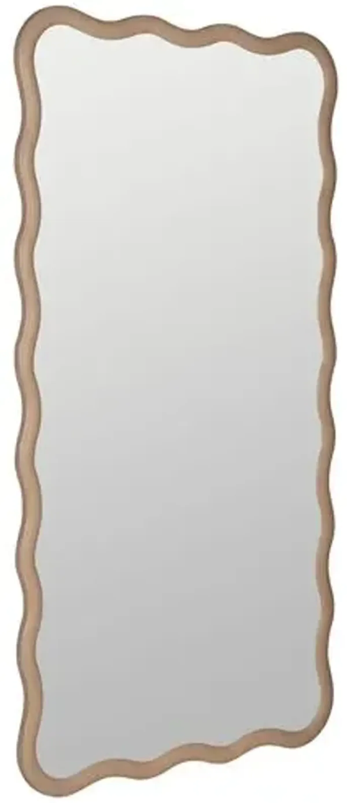 Kiki Wave Floor Mirror - Natural Oak - Brown