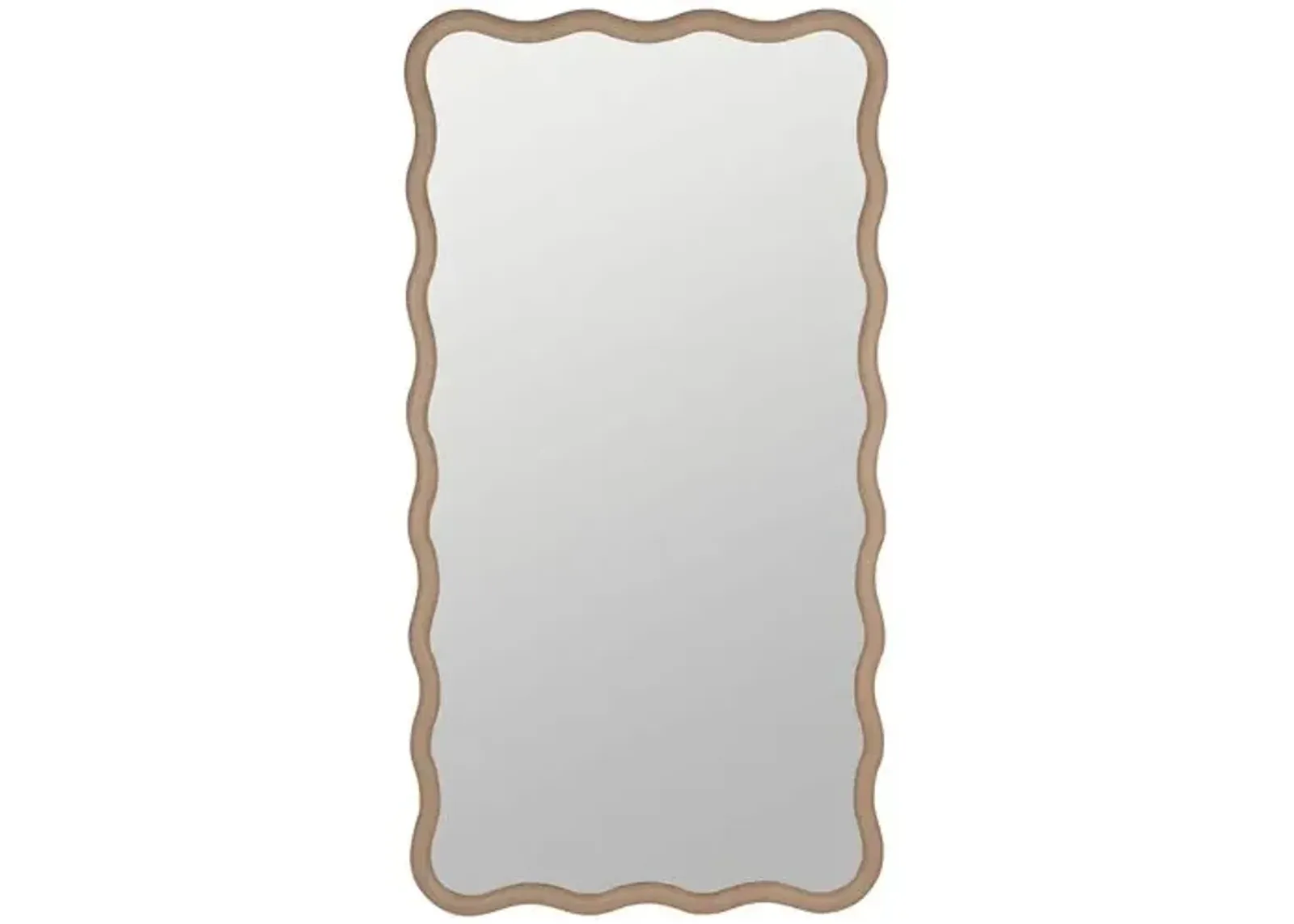 Kiki Wave Floor Mirror - Natural Oak - Brown