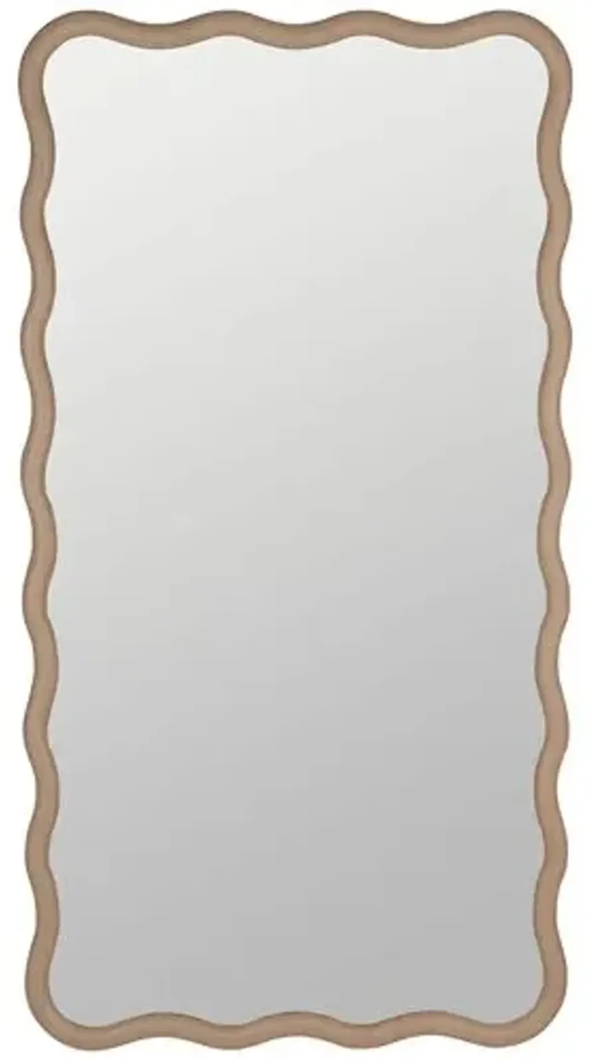 Kiki Wave Floor Mirror - Natural Oak - Brown