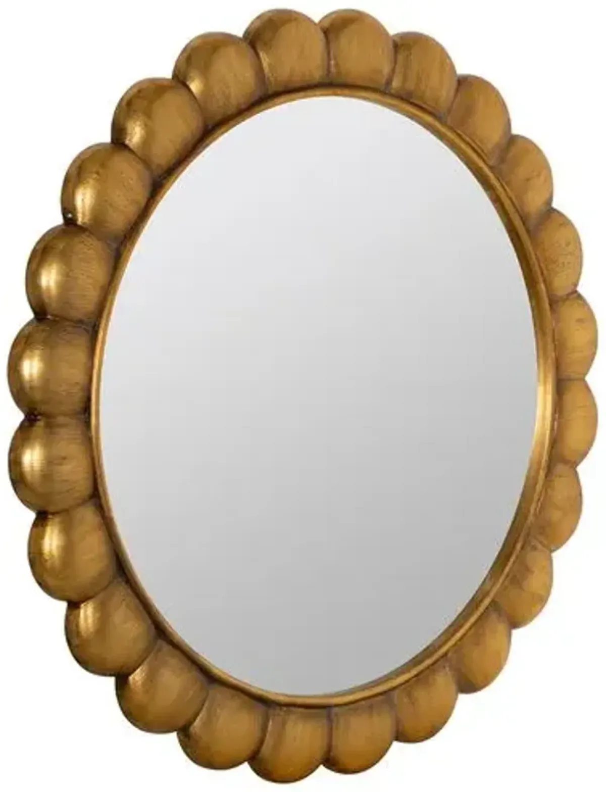 Shellie Scallop Round Wall Mirror - Gold