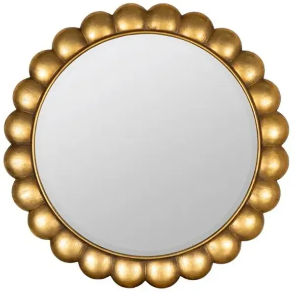 Shellie Scallop Round Wall Mirror - Gold