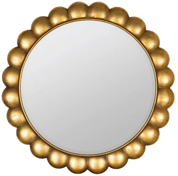 Shellie Scallop Round Wall Mirror, Gold