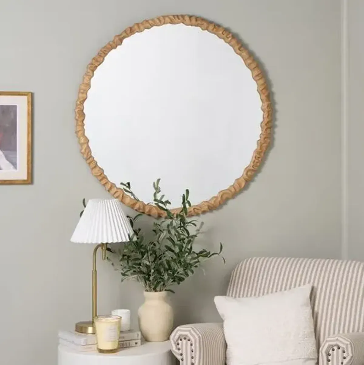 Eilat Round Wood Wall Mirror - Natural