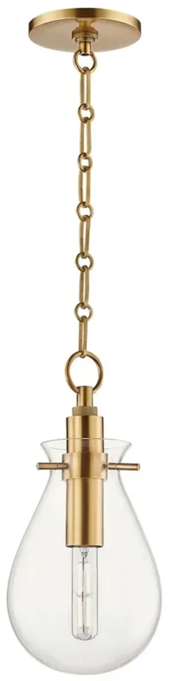 Ivy Glass Teardrop Pendant - Gold