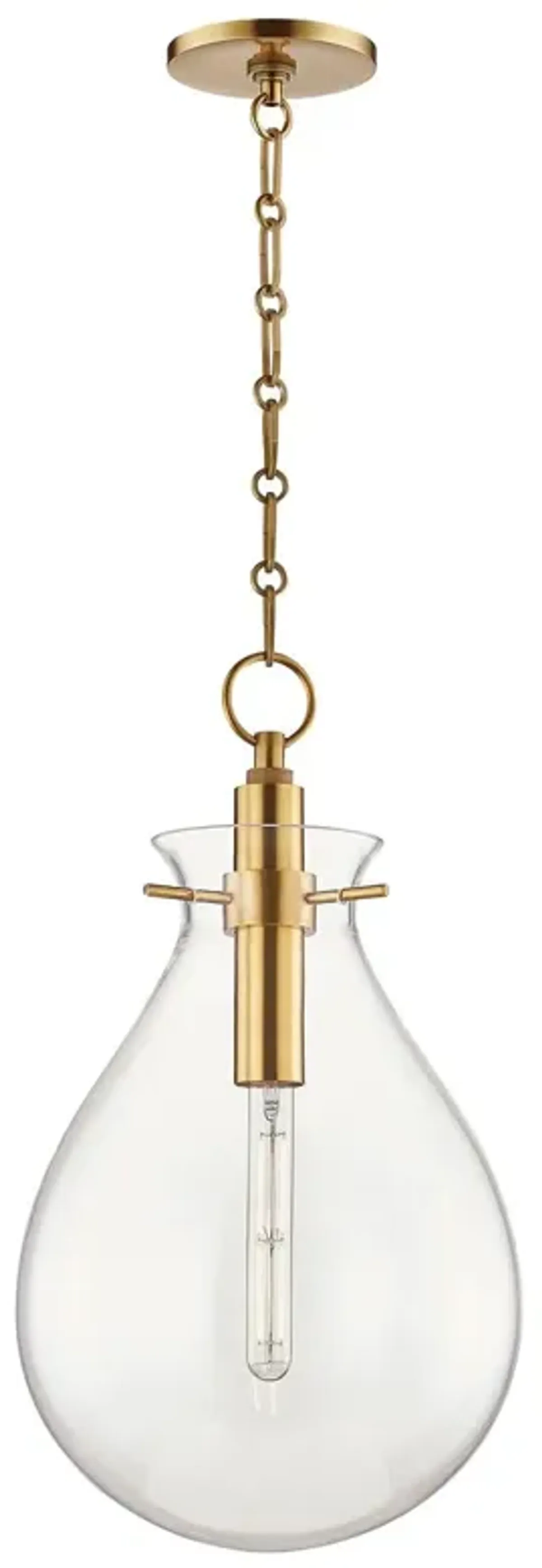 Ivy Glass Teardrop Pendant - Gold