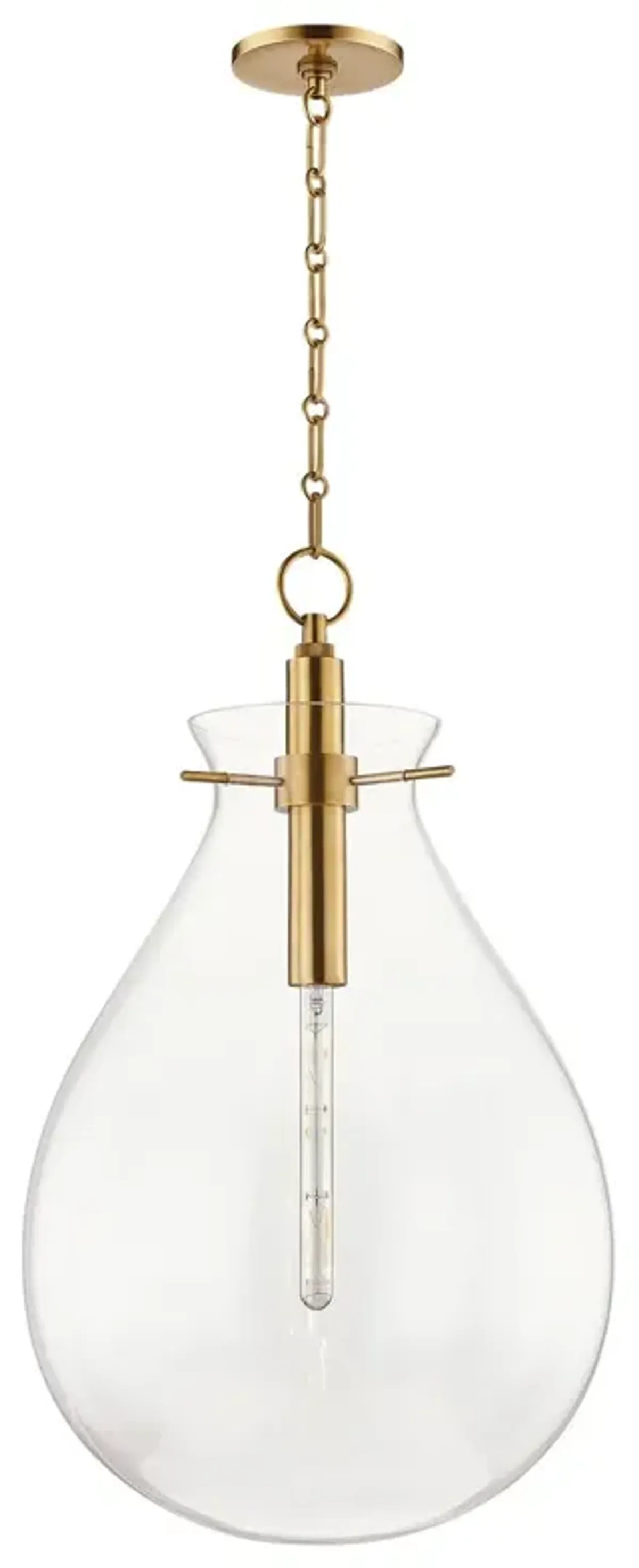 Ivy Glass Teardrop Pendant - Gold