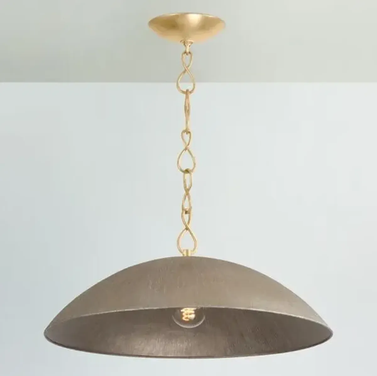 Eve Dome Pendant - Gold Leaf/Textured Warm Silver Leaf