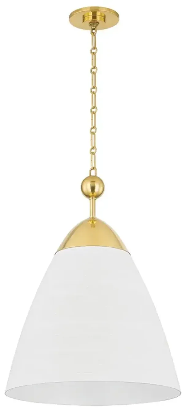 Bronson Pendant - Aged Brass/White Plaster