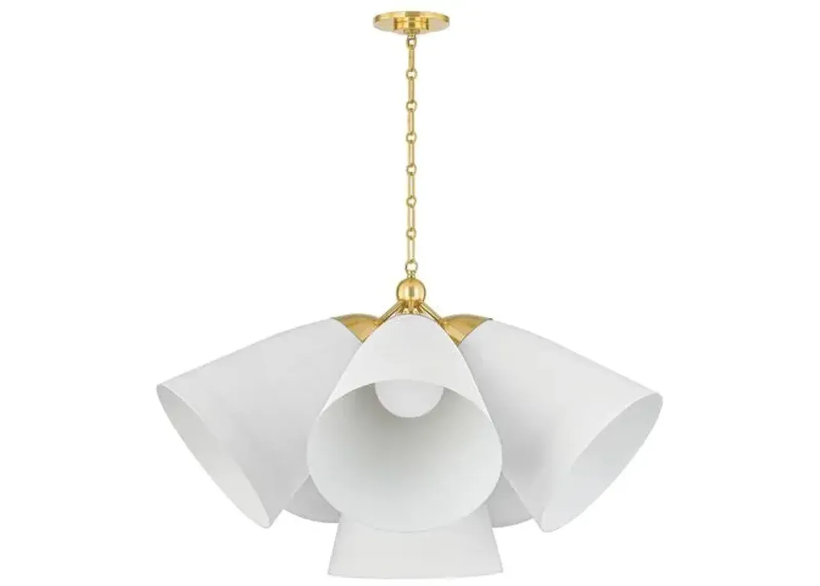 Bronson 6-Light Chandelier - Aged Brass/White