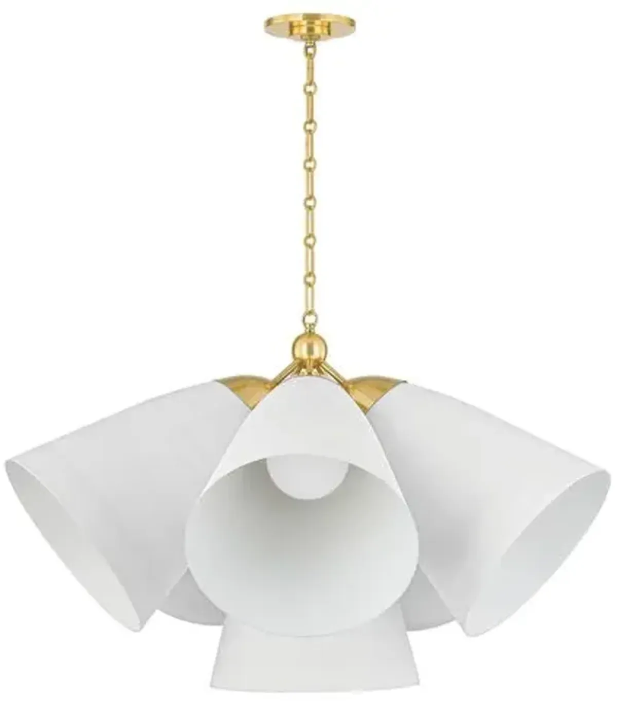 Bronson 6-Light Chandelier - Aged Brass/White