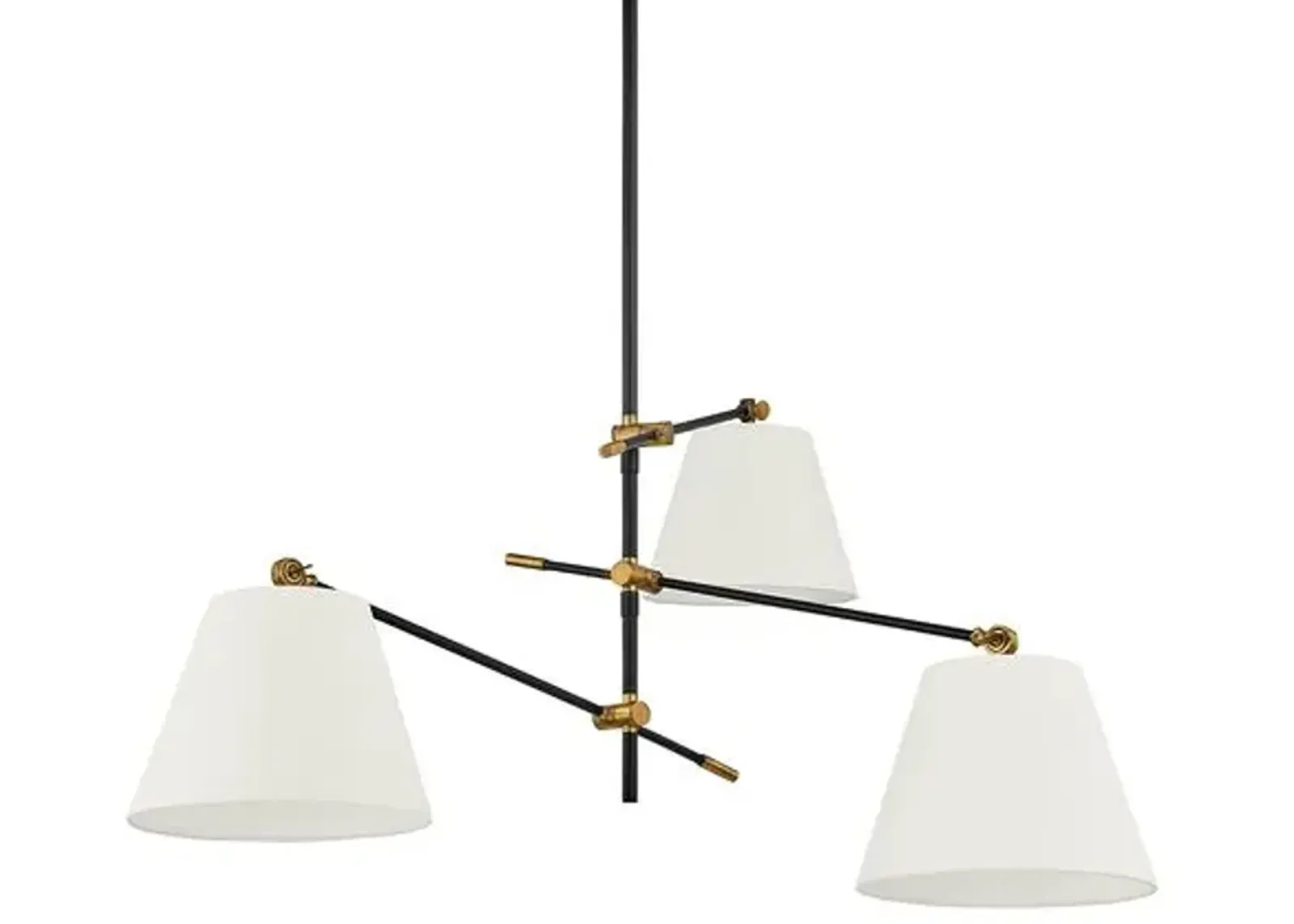 Navin 3-Light Adjustable Arm Chandelier - Brass/Linen - Gold