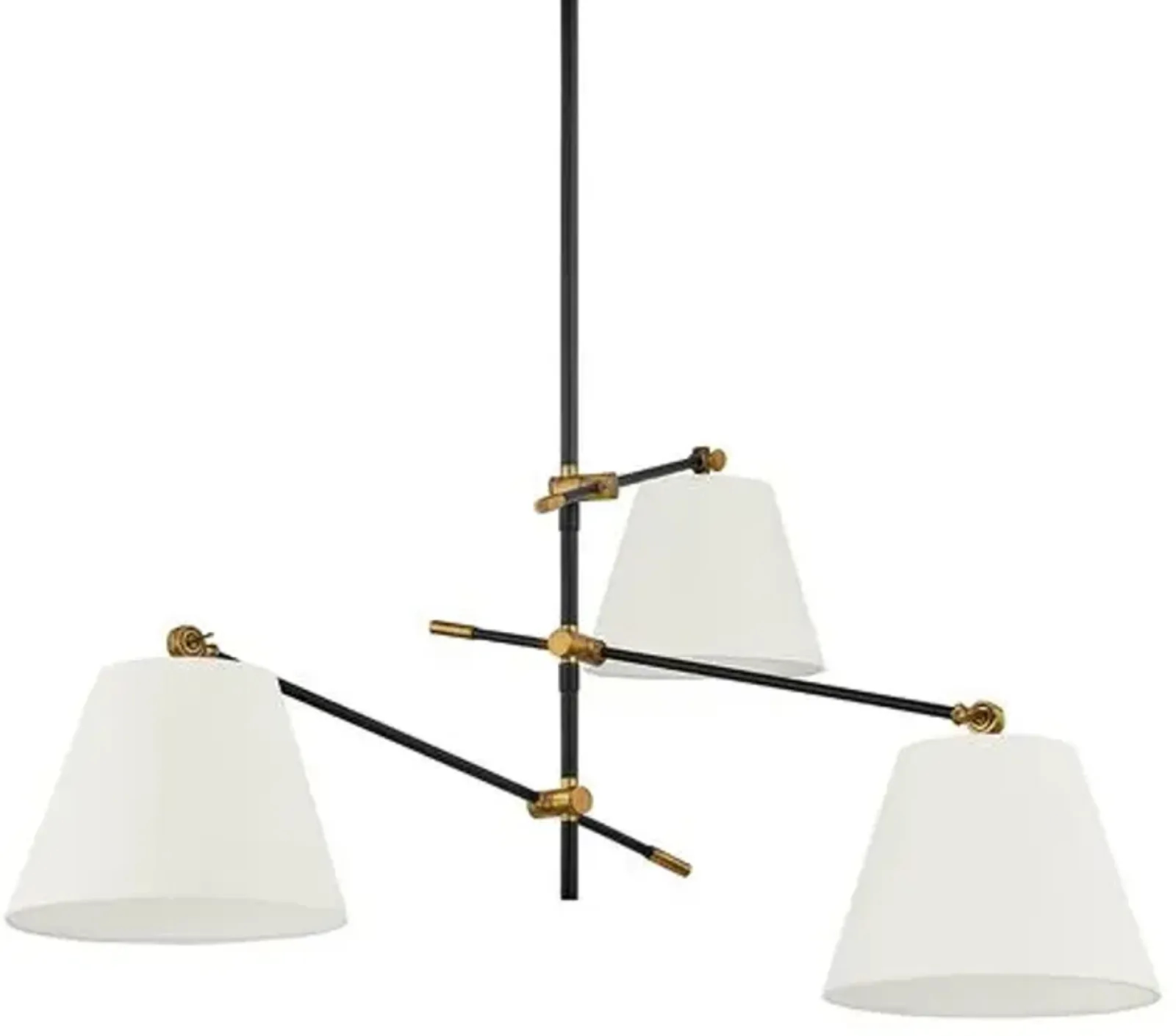 Navin 3-Light Adjustable Arm Chandelier - Brass/Linen - Gold