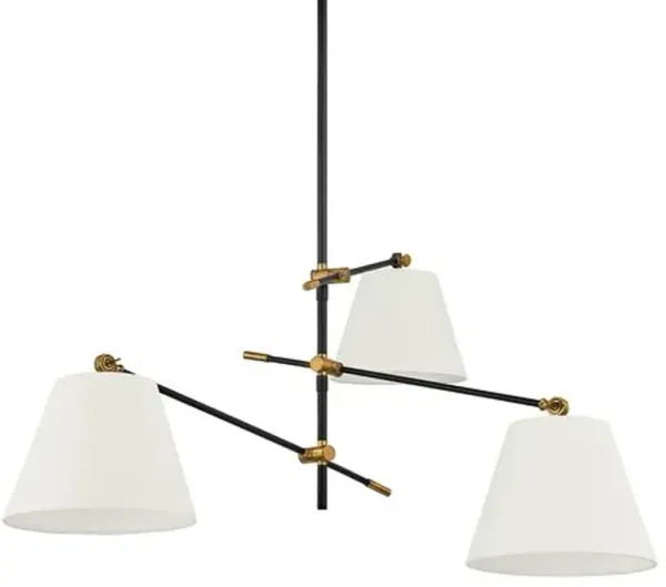 Navin 3-Light Adjustable Arm Chandelier - Brass/Linen - Gold