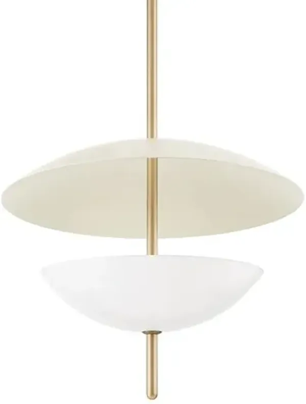 Dion Pendant - Patina Brass/White Glass - Gold