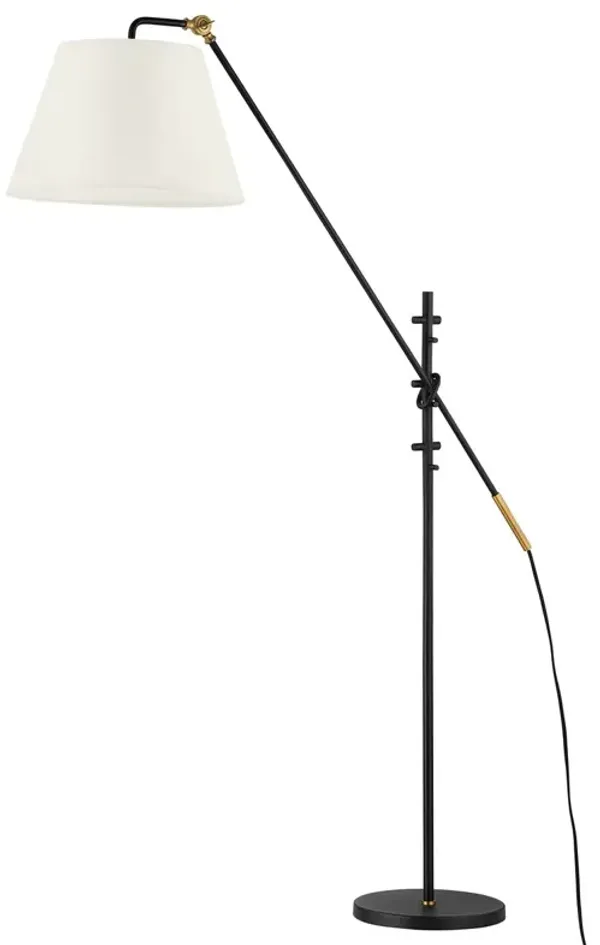 Navin Floor Lamp - Patina Brass/Textured Black